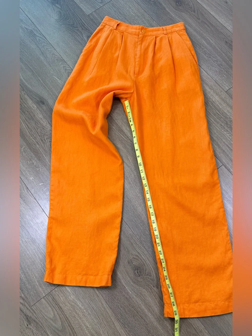 Reformation Vesta Wide Leg 100% Linen Citrus Orange Size 2